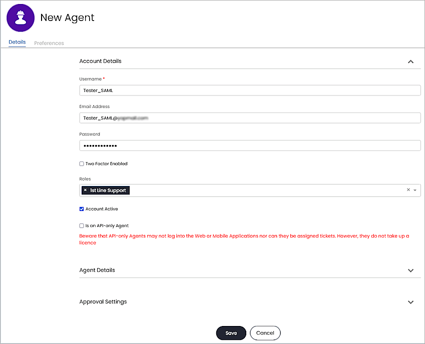 Screenshot of the add New Agent page in HaloPSA